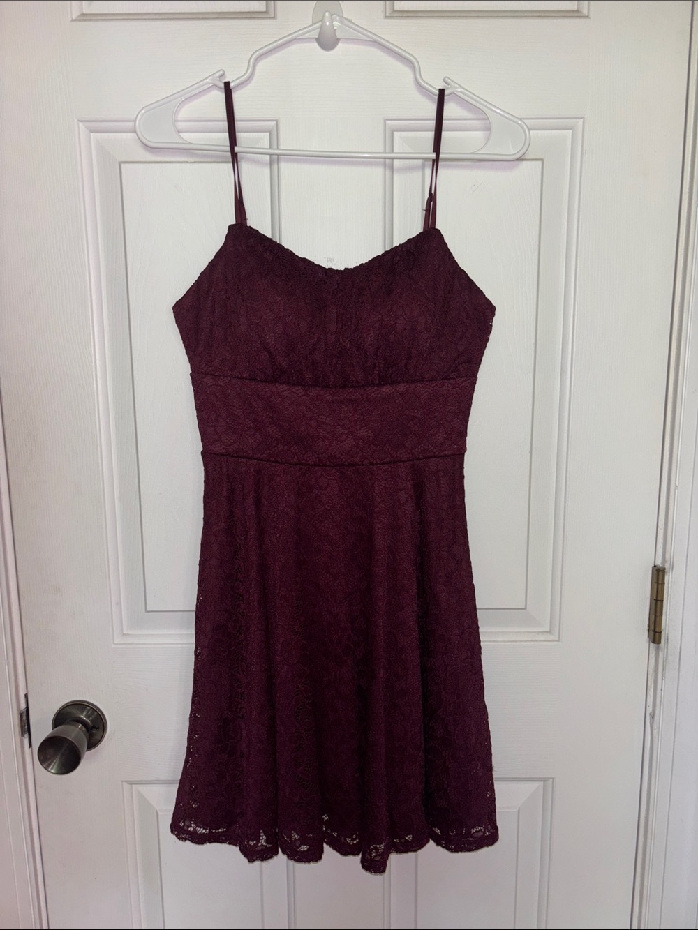 City Studio Spaghetti Strap Lace Dress Burgundy